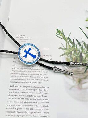 Round Shape Cross Bolo Tie